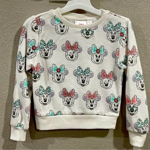 Disney Junior Minnie Mouse Sweatshirt Toddler Girls Size 3T White New